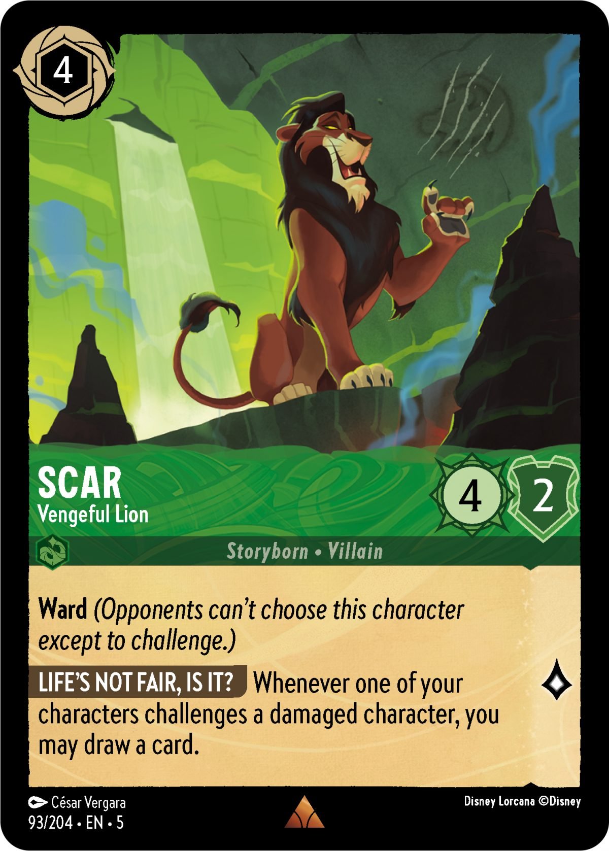 Disney Lorcana Shimmering Skies card Scar