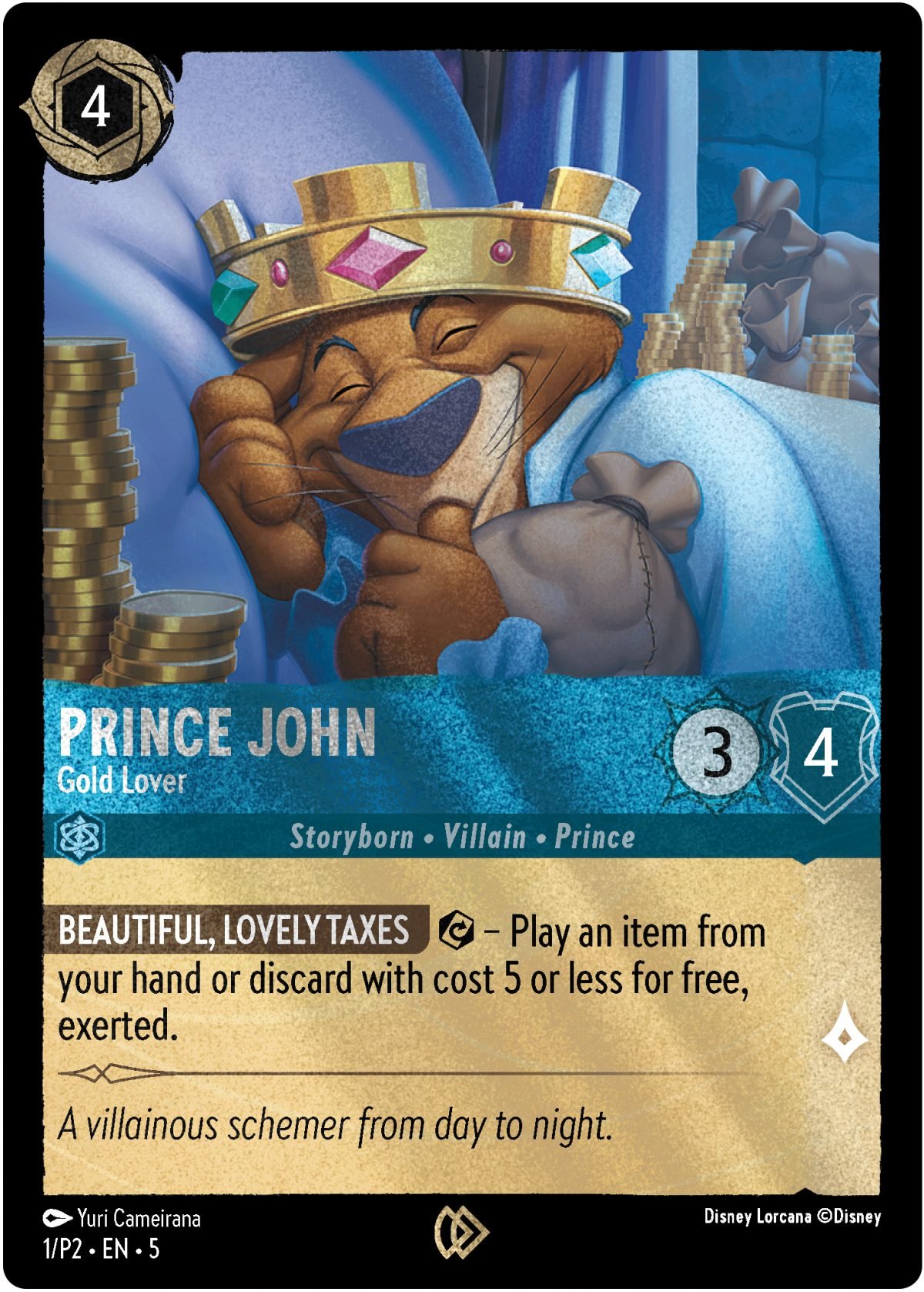 Disney Villainous and Disney Lorcana Shimmering skies Promo_PrinceJohn_EN