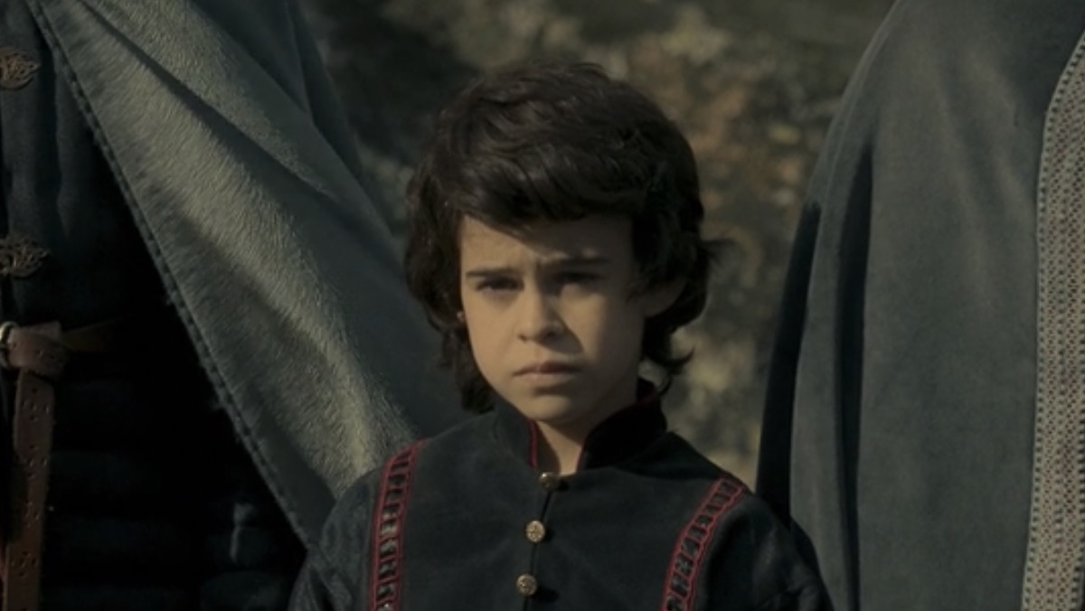 Little Joffrey Velaryon at his half-sister's funeral/mother's coronation on House of the Dragon